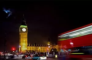 UK, London. Big Ben and the Houses of Parliament at night