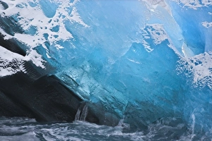 Images Dated 1st November 2007: UK Territory, South Georgia Island, Iris Bay. Close-up of blue ice of Herz Glacier
