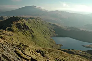 Great Britain Prints: UK - Wales - Snowdonia - Lake (Llyn Llydaw) from she sharks fin (Crib Goch)