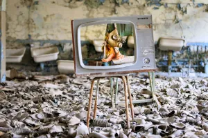 Ukraine, Pripyat, Chernobyl. Gas masks, many of them child-sized Ukraine, Pripyat, Chernobyl. Gas masks, many of them child-sized