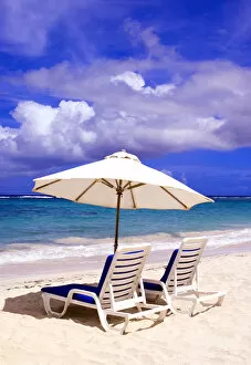 Umbrellas on Dawn Beach, St. Maarten, Caribbean