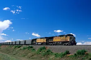 Move Prints: Union Pacific train traveling on a railroad track in Nebraska. union pacific
