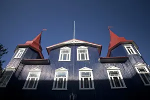 Siding Prints: Unique corrugated metal siding of buildings adds to the Port of Akureyris unique charm