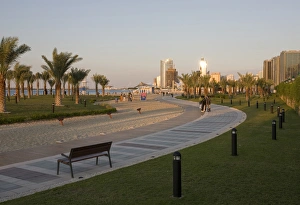 Abu Dhabi Prints: United Arab Emirates, Abu Dhabi. Part of the walkway along the beach and waterfront