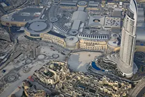 Mall Prints: United Arab Emirates, Dubai. Aerial of Dubai Mall and The Address Hotel. Credit as