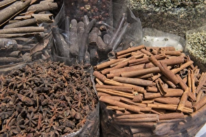 Culinary Prints: United Arab Emirates, Dubai, Deira district, Spice Souk. Bags of dried spices for sale
