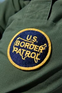 Imperial County Prints: United States Border Patrol patch on an agent at the U. S. / Mexico border along