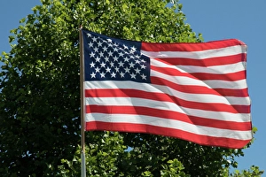 Multicolor Prints: United States flag flying in a breeze