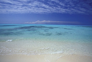 Prints of United States, Hawaii, Midway Atoll NWR. Blue water and white sand Images Dated 2003 October: United States, Hawaii, Midway Atoll NWR. Blue water and white sand
