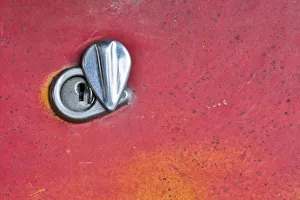 Lock Prints: United States, Montana, Missoula, Ft. Missoula Park, Lock on Door of Old Truck