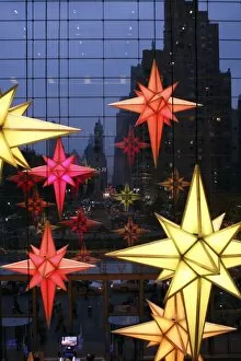 United States, New York. Christmas decorations inside Time Warner Center
