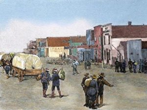 People In The Background Prints: United States. Purcell. Oklahoma. Main Street after the land rush, 1889
