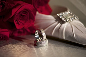 Band Prints: United States, USA, New England, Massachusetts, Danvers, close-up of bridal shoes