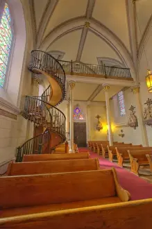 Images Dated 25th February 2009: Unnique spiral wooden staircase in historic Lorretto Chapel in Santa Fe New Mexico