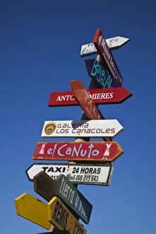 Images Dated 25th February 2009: Uruguay, Maldonado Department, Jose Ignacio. Village signs, Atlantic Ocean resort town