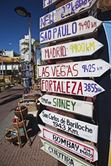 Uruguay, Maldonado Department, Punta del Este. Distance signs, Avenida Juan Gorlero
