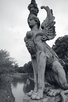 Black And White Prints: Uruguay, Montevideo, Barrio Prado, mythological statue