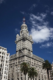 Uruguay, Montevideo Department, Montevideo. Palacio Salvo building from Plaza Independencia