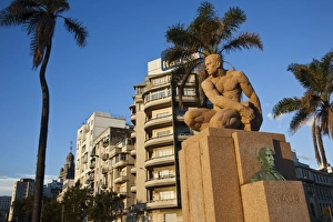Uruguay, Montevideo Department, Montevideo. Plaza Espana, sunset