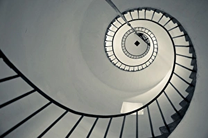 Spiral Prints: URUGUAY, Rocha Department, La Paloma. Cabo Santa Maria Lighthouse, interior stairs