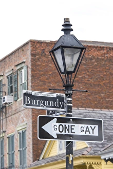 Social Prints: US, LA, New Orleans, French Quarter. Traffic sign amended
