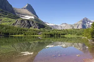 Mirror Prints: US, MT, Glacier NP. Glass calm on Fishercap Lake in the Many Glacier area