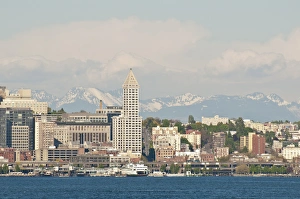Elliott Bay Prints: US, WA, Seattle. Downtown waterfront viewed from Elliott Bay