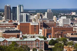 Office Block Prints: USA, Alabama, Birmingham. High angle view from Vulcan Park, daytime