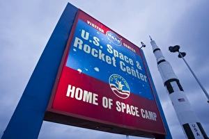Huntsville Prints: USA, Alabama, Huntsville. US Space and Rocket Center, Saturn V rocket, used in moon launch