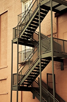 Iron Prints: USA, Alabama, Mobile. Dauphin Street, fire escape