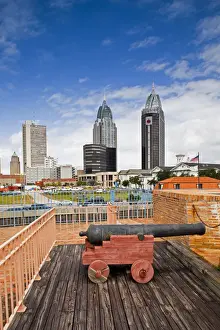Images Dated 22nd October 2009: USA, Alabama, Mobile. Fort Conde, b. 1711, and skyline