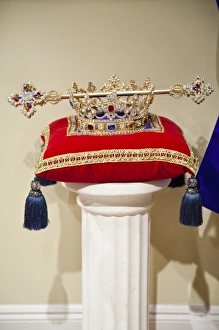 USA, Alabama, Mobile. Mardi Gras Museum of Mobile, museum interior, Mardi Gras memorabilia
