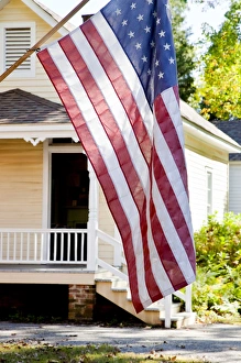 Patriotism Prints: USA, Alabama, Montgomery. Old Alabama Town, US flag