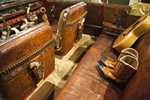 USA, Alabama, Tuscumbia. Alabama Music Hall of Fame, Happy Hal Burns, cowboy car, interior