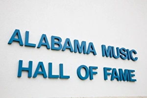 Images Dated 17th October 2009: USA, Alabama, Tuscumbia. Alabama Music Hall of Fame, sign