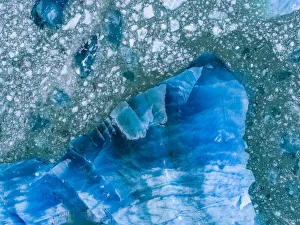 USA, North America, Alaska Prints: USA, Alaska, Aerial view of shattered icebergs floating near calving face of LeConte