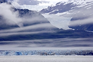 Alsek Lake Prints: USA, Alaska, Alsek Lake. Clouds over mountain and glacier