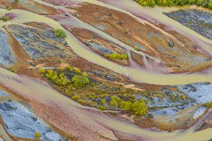 Tundra Prints: USA, Alaska, Brooks Range, Arctic National Wildlife Refuge. Aerial of Ivishak River