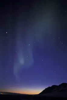 Mystical Prints: USA, Alaska, Brooks Range. Northern lights (aurora borealis); curtain of green light