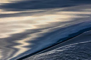 Silver Prints: USA, Alaska, Chatham Strait. Boat wake in ocean. Credit as
