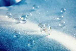 Bubble Prints: USA, Alaska, Chena Hot Springs Resort. Close-up of bubbles on snow