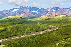 USA, North America, Alaska Gallery: USA, Alaska, Denali National Park. Mountain landscape with Polychrome Pass. Credit as
