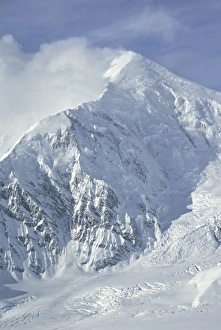Denali Np Prints: USA, Alaska, Denali National Park, Mt. McKinley. An aerial view of the flanks of