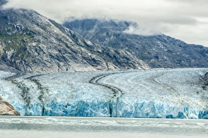 Cloudy Prints: USA, Alaska, Endicott Arm. Overview of Dawes Glacier