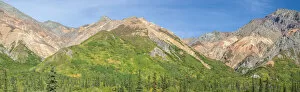 USA, Alaska. Fall colors on Sheep Mountain in the Matanuska River Valley