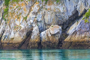 Images Dated 5th July 2013: USA, Alaska, Glacier Bay National Park. Scenic of cliff and seawater