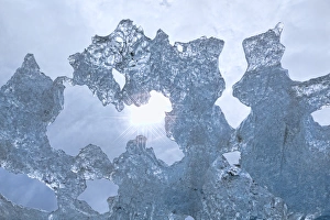 Images Dated 18th July 2012: USA, Alaska, Glacier Bay National Park. Sun shining through ice of McBride Glacier