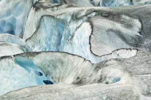 USA, Alaska, Inside Passage. Glacier patterns and blue ice. Credit as: Nancy Rotenberg