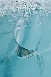 Blue Ice Prints: USA, Alaska, Inside Passage. Detail of pattern in blue ice on glacier