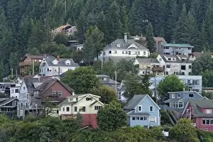 USA, Alaska, Ketchikan. Partial view of homes as seen from Harbor